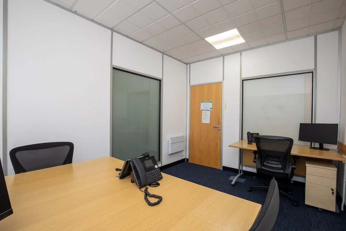 Three person office desk layout at Alexandra Gate Business Centre Cardiff CF24